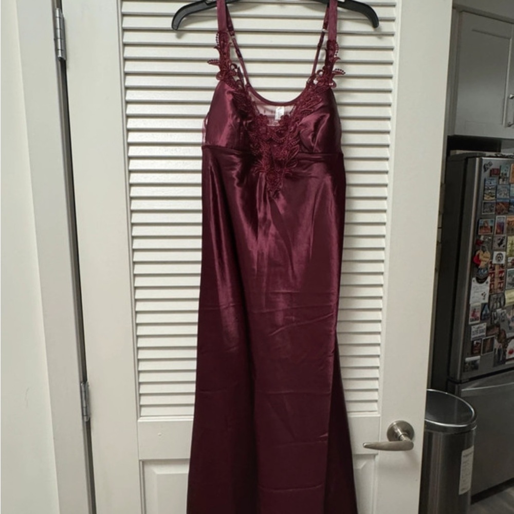 Flora Nikrooz Deep Red Lace Satin Chemise
